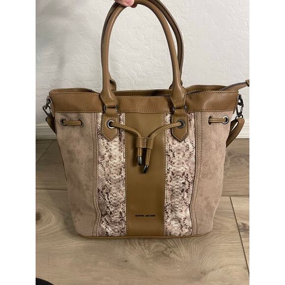 Suede and snakeskin bag by David Jones
